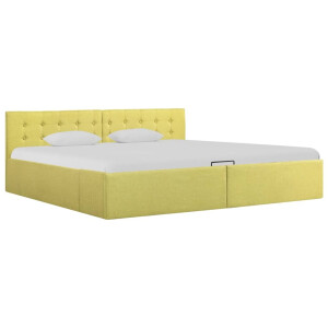 vidaXL Bedframe met hydraulische opslag stof limoengeel 180x200 cm