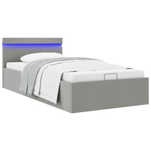 vidaXL Bedframe met opslag en LED stof lichtgrijs 100x200 cm