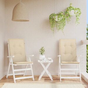vidaXL Tuinstoelkussens 2 st hoge rug 120x50x3 cm stof beige