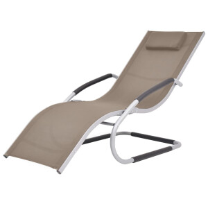 vidaXL Ligbed met kussen aluminium en textileen taupe