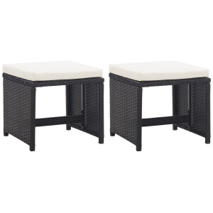 vidaXL Tuinkrukken 2 st met kussens poly rattan zwart