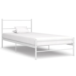 vidaXL Bedframe metaal wit 90x200 cm