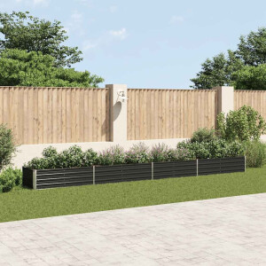 vidaXL Plantenbak verhoogd 600x80x45 cm gegalvaniseerd staal antraciet