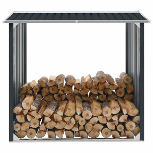 vidaXL Haardhoutschuur 172x91x154 cm gegalvaniseerd staal antraciet