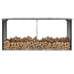 vidaXL Haardhoutschuur 330x92x153 cm gegalvaniseerd staal antraciet