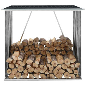 vidaXL Haardhoutschuur 163x83x154 cm gegalvaniseerd staal antraciet
