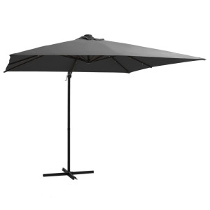 vidaXL Zweefparasol met LED en stalen paal 250x250 cm antracietkleurig