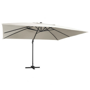 vidaXL Zweefparasol met LED en aluminium paal 400x300 cm zandkleurig