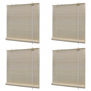 vidaXL Rolgordijnen 4 st 120x160 cm bamboe natuurlijk