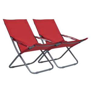 vidaXL Strandstoelen 2 st inklapbaar stof rood