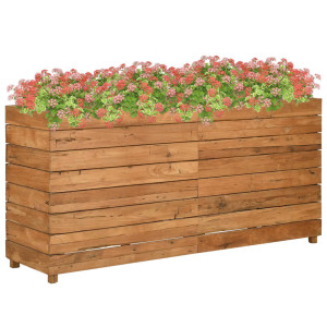 vidaXL Plantenbak verhoogd 150x40x72 cm gerecycled teakhout en staal