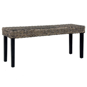 vidaXL Bankje 110 cm natuurlijk kubu rattan en massief mahoniehout zwart