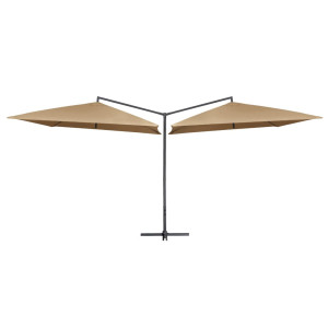 vidaXL Parasol dubbel met stalen paal 250x250 cm taupe