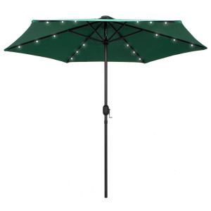 vidaXL Parasol met LED-verlichting en aluminium paal 270 cm groen