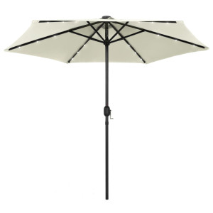 vidaXL Parasol met LED-verlichting en aluminium paal 270 cm zandwit