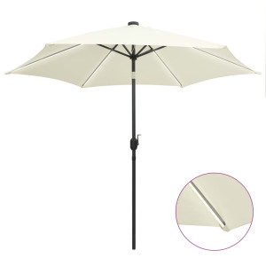 vidaXL Parasol met LED-verlichting en aluminium paal 300 cm zandwit