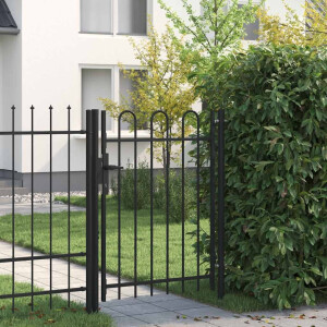 vidaXL Hekpoort BOXTEL enkele deur met gebogen bovenzijde staal 1x1,2 m zwart
