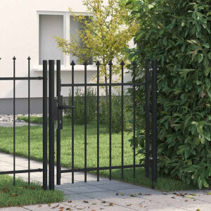 vidaXL Hekpoort BOXTEL enkele deur met puntige bovenkant staal 1x1 m zwart
