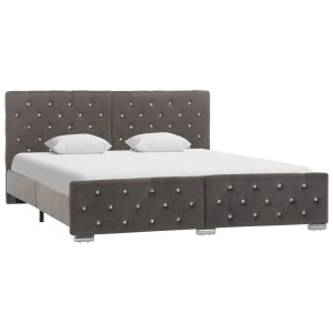 vidaXL Bedframe fluweel grijs 160x200 cm