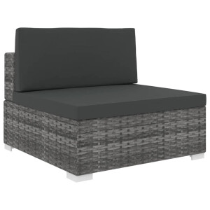 vidaXL Tuinstoel met kussen middensectie poly rattan grijs