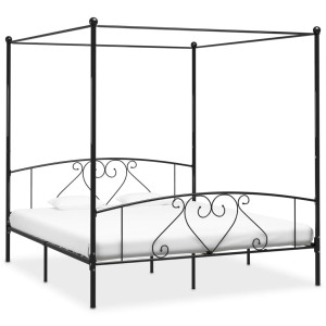 vidaXL Hemelbedframe metaal zwart 180x200 cm