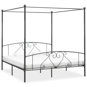 vidaXL Hemelbedframe metaal grijs 180x200 cm