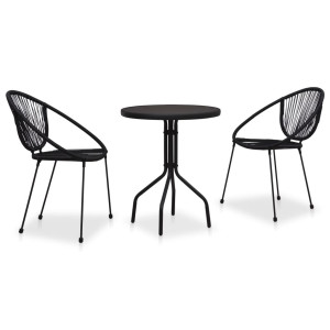 vidaXL 3-delige Bistroset PVC-rattan zwart