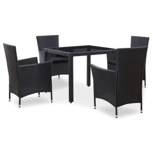 vidaXL 5-delige Tuinset poly rattan zwart
