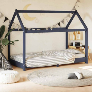 vidaXL Kinderbedframe massief grenenhout grijs 70x140 cm