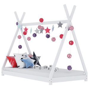 vidaXL Kinderbedframe massief grenenhout wit 70x140 cm