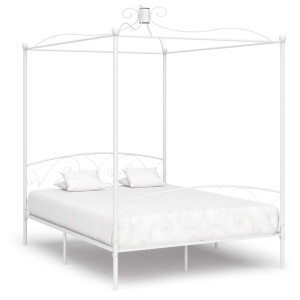 vidaXL Hemelbedframe metaal wit 160x200 cm