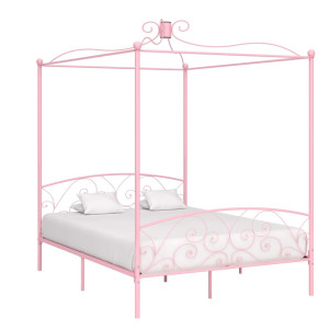 vidaXL Hemelbedframe metaal roze 160x200 cm