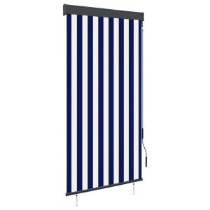 vidaXL Rolgordijn voor buiten 80x250 cm blauw en wit