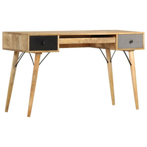 vidaXL Bureau met lades 130x50x80 cm massief mangohout