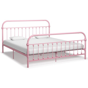 vidaXL Bedframe metaal roze 180x200 cm