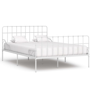 vidaXL Bedframe met lattenbodem metaal wit 140x200 cm