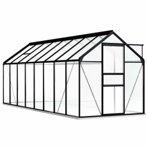 vidaXL Tuinkas met basisframe 9,31 m³ aluminium antracietkleurig