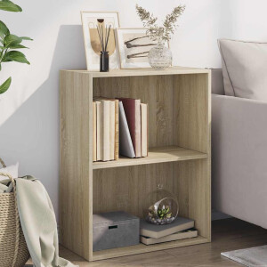 vidaXL Boekenkast 2 schappen 60x30x76,5 cm bewerkt hout sonoma eiken