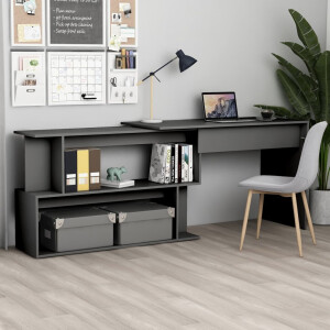 vidaXL Hoekbureau 200x50x76 cm bewerkt hout grijs