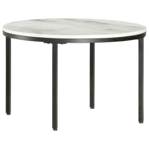vidaXL Salontafel Ø65 cm echt massief marmer wit en zwart