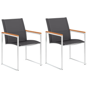 vidaXL Tuinstoelen 2 st textileen en roestvrij staal grijs