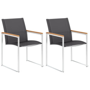 vidaXL Tuinstoelen 2 st textileen en roestvrij staal grijs