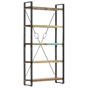 vidaXL Boekenkast met 5 schappen 90x30x180 cm massief gerecycled hout