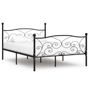 vidaXL Bedframe met lattenbodem metaal zwart 160x200 cm