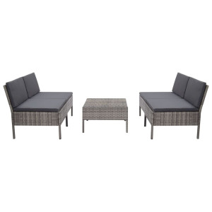 vidaXL 5-delige Loungeset met kussens poly rattan grijs