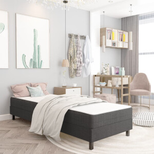 vidaXL Boxspringframe stof grijs 90x200 cm