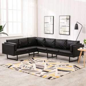 vidaXL Hoekbank kunstleer zwart