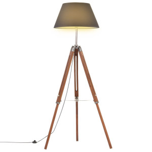 vidaXL Vloerlamp driepoot 141 cm massief teakhout honingbruin en zwart