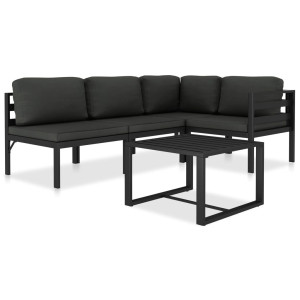 vidaXL 5-delige Loungeset met kussens aluminium antraciet