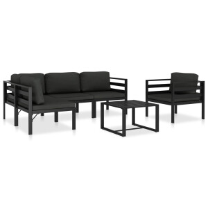 vidaXL 6-delige Loungeset met kussens aluminium antraciet